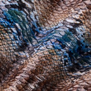 Serpent en cuir estampé - Marron & Bleu